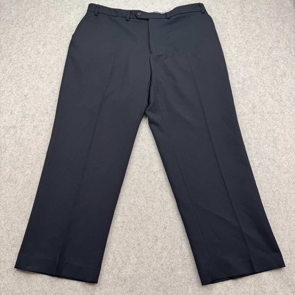 IZOD Pants Mens 38x29 (37x29) Black Classic Fit Microfiber Dress Stretch Slacks